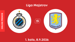 Club Bruggy - Aston Villa: ONLINE prenos zo zápasu 1. kola ligovej fázy Ligy majstrov.