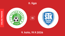 FC Tatran Prešov - FC ŠTK 1914 Šamorín: ONLINE prenos zo zápasu 9. kola II. ligy.