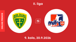 MŠK Žilina B - MŠK Považská Bystrica: ONLINE prenos zo zápasu 9. kola II. ligy.