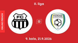 FC Petržalka - FK Pohronie: ONLINE prenos zo zápasu 9. kola II. ligy.