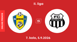 FK Humenné - FC Petržalka: ONLINE prenos zo zápasu 7. kola II. ligy.