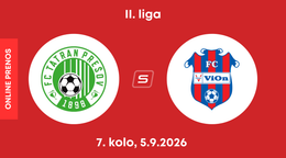 FC Tatran Prešov - FC ViOn Zlaté Moravce: ONLINE prenos zo zápasu 7. kola II. ligy.