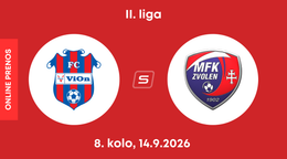 FC ViOn Zlaté Moravce - MFK Zvolen: ONLINE prenos zo zápasu 8. kola II. ligy.