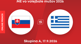 Slovensko - Grécko: ONLINE prenos z ME vo volejbale 2026.