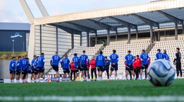 Na snímke hráči slovenskej futbalovej reprezentácie počas tréningu pred piatkovým zápasom C-divízie Ligy národov Faerské ostrovy - Slovensko v meste Tórshavn na Faerských ostrovoch.