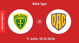 MŠK Žilina - FC DAC Dunajská Streda: ONLINE prenos zo zápasu 11. kola Niké ligy.