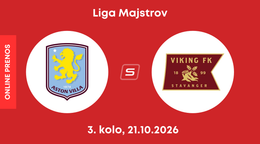 Aston Villa - Viking FK: ONLINE prenos zo zápasu 3. kola ligovej fázy Ligy majstrov.