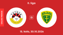 MFK Tatran Liptovský Mikuláš - MŠK Žilina B: ONLINE prenos zo zápasu 15. kola II. ligy.