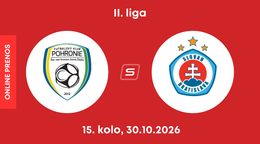 FK Pohronie - ŠK Slovan Bratislava B: ONLINE prenos zo zápasu 15. kola II. ligy.