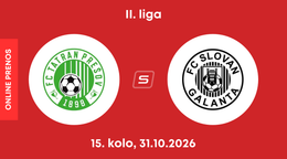 FC Tatran Prešov - FC Slovan Galanta: ONLINE prenos zo zápasu 15. kola II. ligy.