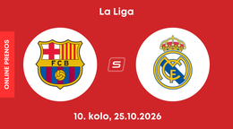 FC Barcelona - Real Madrid: ONLINE prenos zo zápasu 10. kola La Ligy 2026/27.