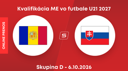 Andorra U21 - Slovensko U21: ONLINE prenos zo zápasu kvalifikácie ME hráčov do 21 rokov 2027.