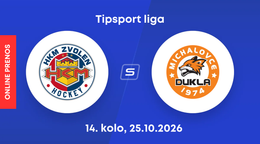 HKM Zvolen - HK Dukla Michalovce: ONLINE prenos zo zápasu 14. kola Tipsport ligy.