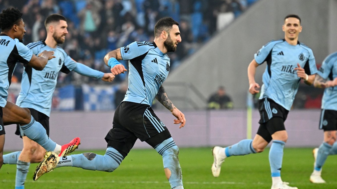 Tigran Barseghjan (Slovan) sa raduje po strelení gólu.