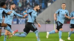 Tigran Barseghjan (Slovan) sa raduje po strelení gólu.