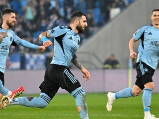 Tigran Barseghjan (Slovan) sa raduje po strelení gólu.