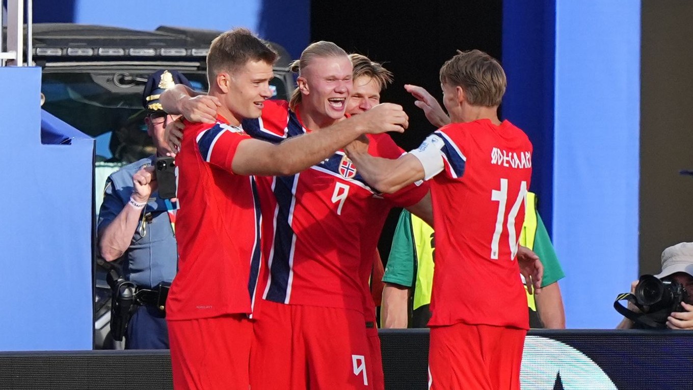 Radosť nórskych futbalistov v zápase proti Iraku na MS 2026.