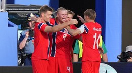 Radosť nórskych futbalistov v zápase proti Iraku na MS 2026.