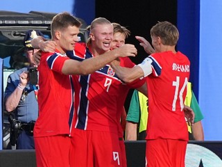 Radosť nórskych futbalistov v zápase proti Iraku na MS 2026.