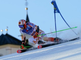 Slovenská lyžiarka Petra Vlhová na trati 1. kola obrovského slalomu v Lienzi 2023.