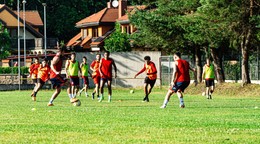 Futbalisti Partizána Bardejov počas tréningu