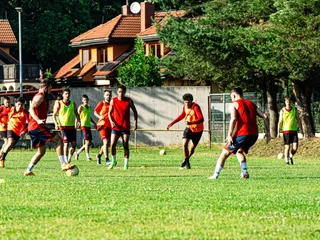 Futbalisti Partizána Bardejov počas tréningu