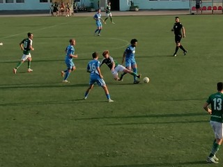 Momentka zo zápasu Rimavská Sobota - Kysucké Nové Mesto, s loptou autor dvoch gólov Matheus. 