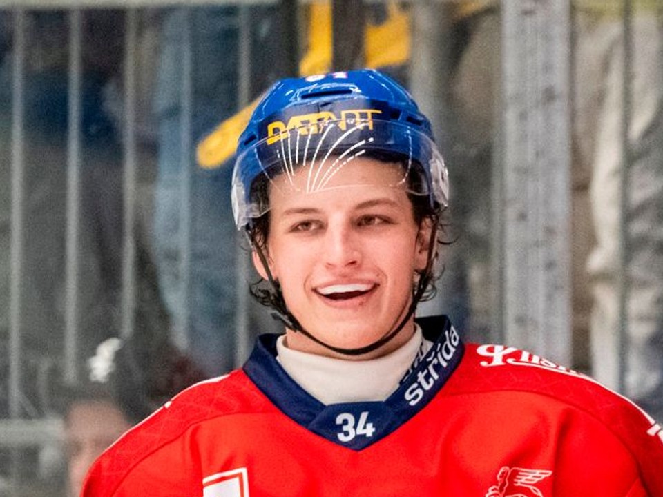 Český hokejista Petr Sikora oslavuje gól v zápase proti Švédsku na Švédskych hokejových hrách v Ängelholme.