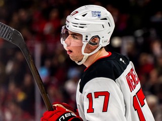 Šimon Nemec počas zápasu Montreal Canadiens - New Jersey Devils.