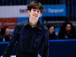 Adam Hagara počas krátkeho programu mužov na 33. ročníku Memoriálu Ondreja Nepelu.