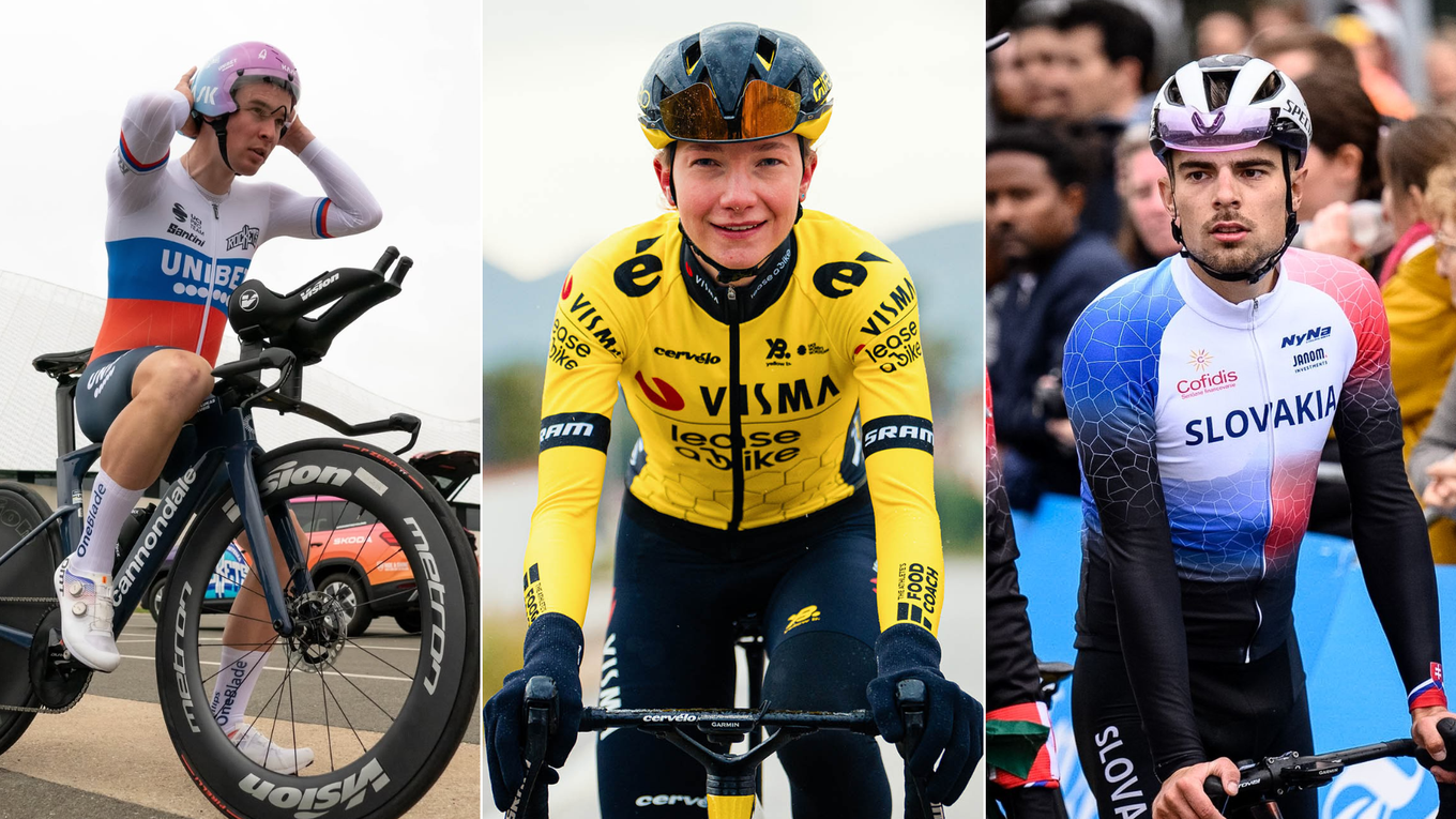 Slovenskí cyklisti Lukáš Kubiš, Viktória Chladoňová a Martin Svrček. 