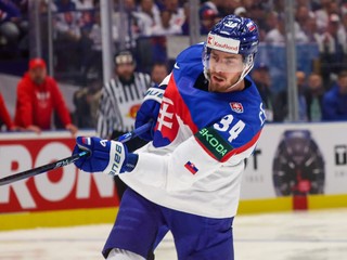 Peter Cehlárik v zápase Slovensko - Poľsko v skupine B na MS v hokeji 2024.