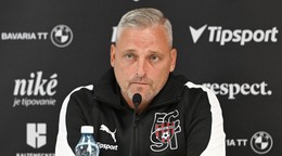 Tréner Michal Ščasný počas tlačovej konferencie pred zápasom FC Spartak Trnava - BK Häcken v 1. predkole Európskej ligy.