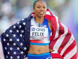 Americká atlétka Allyson Felixová počas MS 2022 v Eugene. 