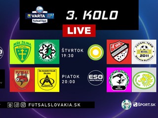 Všetky stretnutia 3. kola Varta Futsal Ligy v live prenosoch