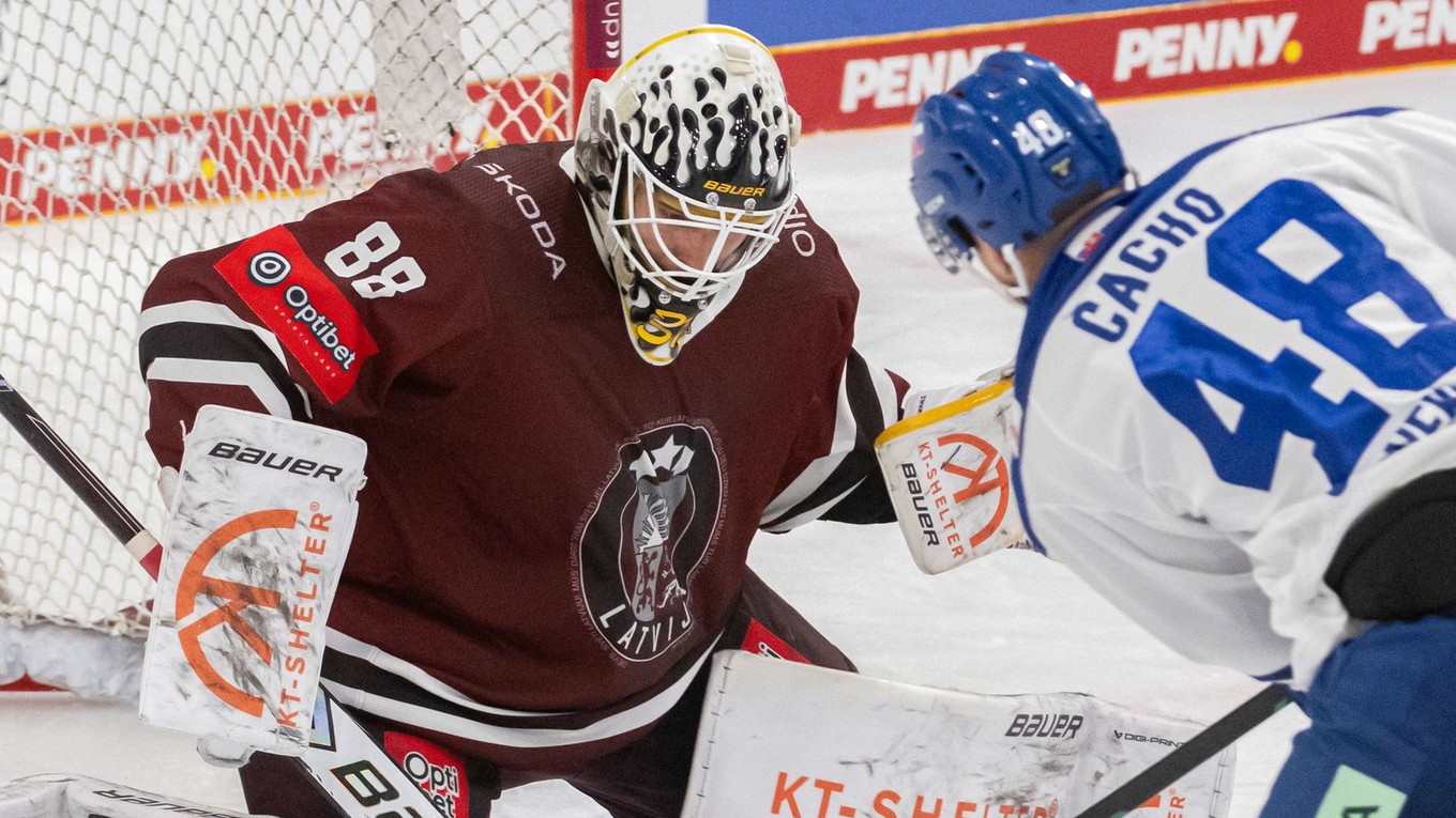 Momentka zo zápasu Slovensko - Lotyšsko na Nemeckom pohári 2025.