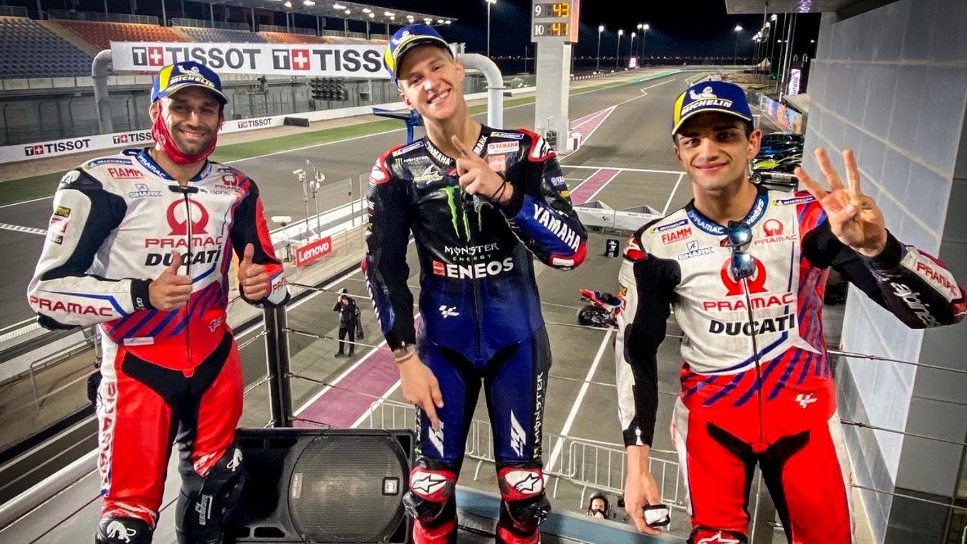 Trojica najlepších Veľkej ceny Kataru v triede Moto GP. 