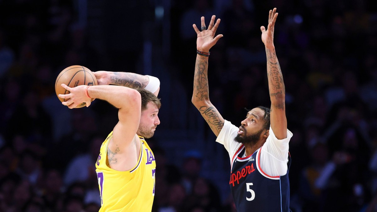 Luka Dončič v zápase proti Los Angeles Clippers.
