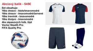 Akciový balík - 32ks Joma Academy + 16ks Nobel trenírky + 4ks Vector lopty