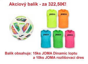 Akciový balík - 15ks futb.lopta Joma Dinamic a 10ks rozlišovací dres Joma