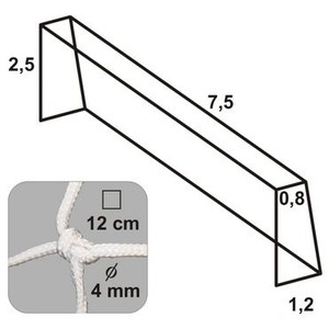 Futbalová sieť 7,5x2,5x0,8x1,2/12/4mm