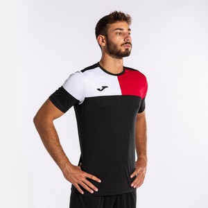 CREW V SHORT SLEEVE T-SHIRT BLACK RED WHITE