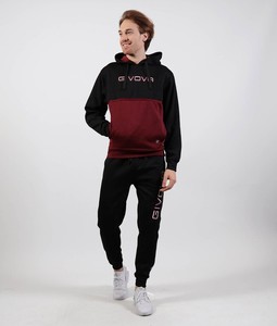 TUTA ITALIA 106 UOMO CON CAPP. BICOLORE IN FELPA NERO/GRANATA