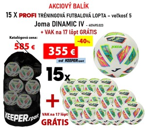 AKCIOVÝ BALÍK - 15x PROFI tréningová futbalová lopta Joma DINAMIC IV + VAK na 17 lôpt GRÁTIS