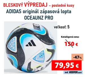 BLESKOVÝ VÝPREDAJ Futbalová lopta ADIDAS zápasová Oceaunz 2023 Pro - od KEEPERsport