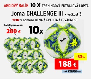 AKCIOVÝ BALÍK  10 X TRÉNINGOVÁ FUTBALOVÁ LOPTA   Joma CHALLENGE III - veľkosť 3 