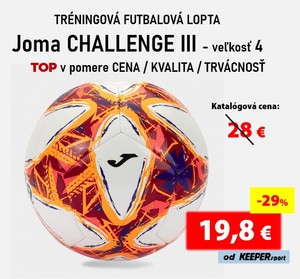 TRÉNINGOVÁ FUTBALOVÁ LOPTA   Joma CHALLENGE III - veľkosť 4 - TOP v pomere CENA / KVALITA / TRVÁCNOSŤ