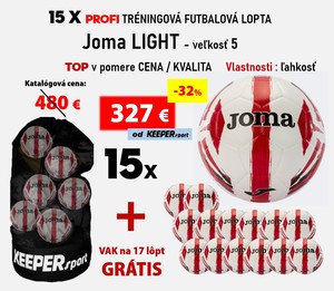 15 X PROFI TRÉNINGOVÁ FUTBALOVÁ LOPTA Joma LIGHT - veľkosť 5