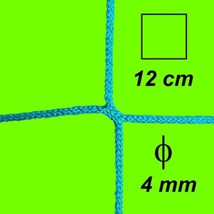 Bezuzlová ochranná sieť, 4 mm hrúbka, oko 12 cm, zelená farba