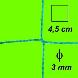 Bezuzlová sieť, 3 mm hrúbka, oko 4,5 cm, zelená farba